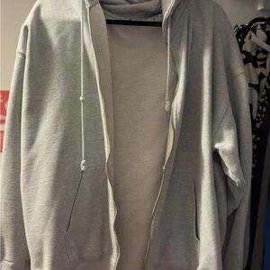 Brandy Melville Gray Zip-Up Hoodie